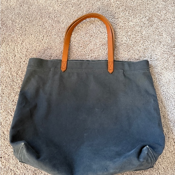 Madewell garment died Blue Canvas transport Tote with Tan Leather Handles - Picture 8 of 14